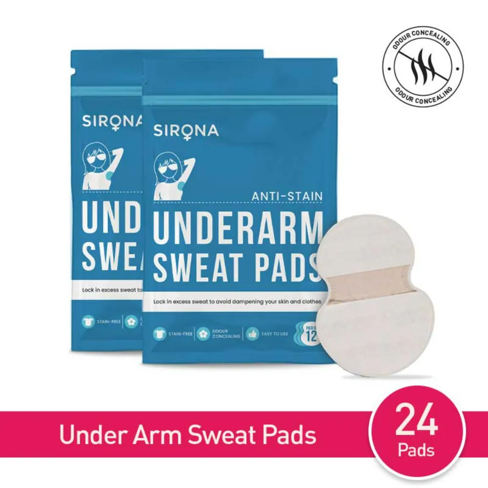 Sirona Under Arm Sweat Pads For Men And Women - 24 Pads (2 Pack - 12 Pads Each)