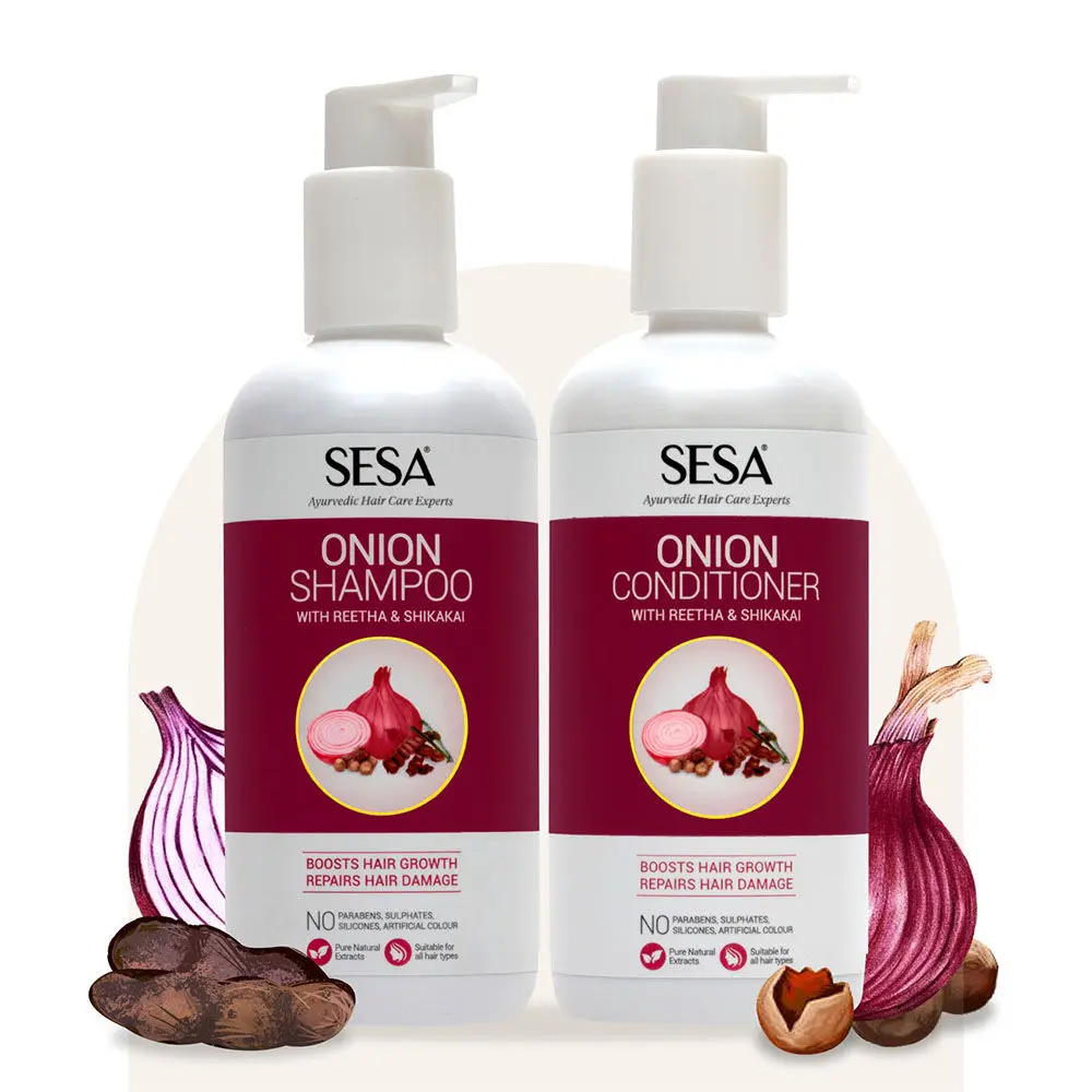 Sesa Onion Anti-Hair Fall Combo for Complete Hair Care| Onion Shampoo - 300ml + Onion Conditioner (300 ml)