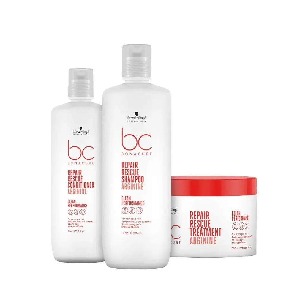 Schwarzkopf Professional Bonacure Repair Rescue with Arginine Shampoo + Conditioner + Mask Combo (1000 ml + 1000 ml+ 500 ml)