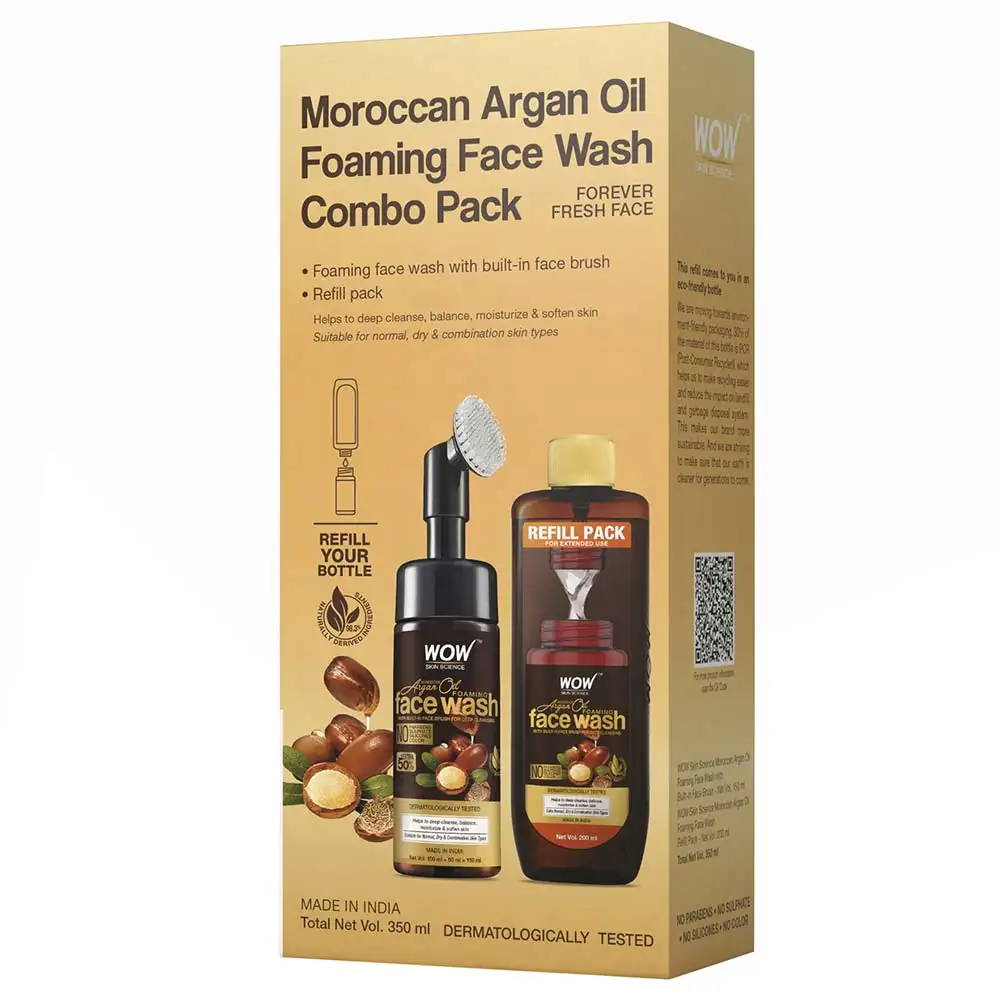 WOW Skin Science Moroccan Argan Oil Foaming Face Wash Combo,  2 Piece(s)/Pack  for Normal & Dry Skin