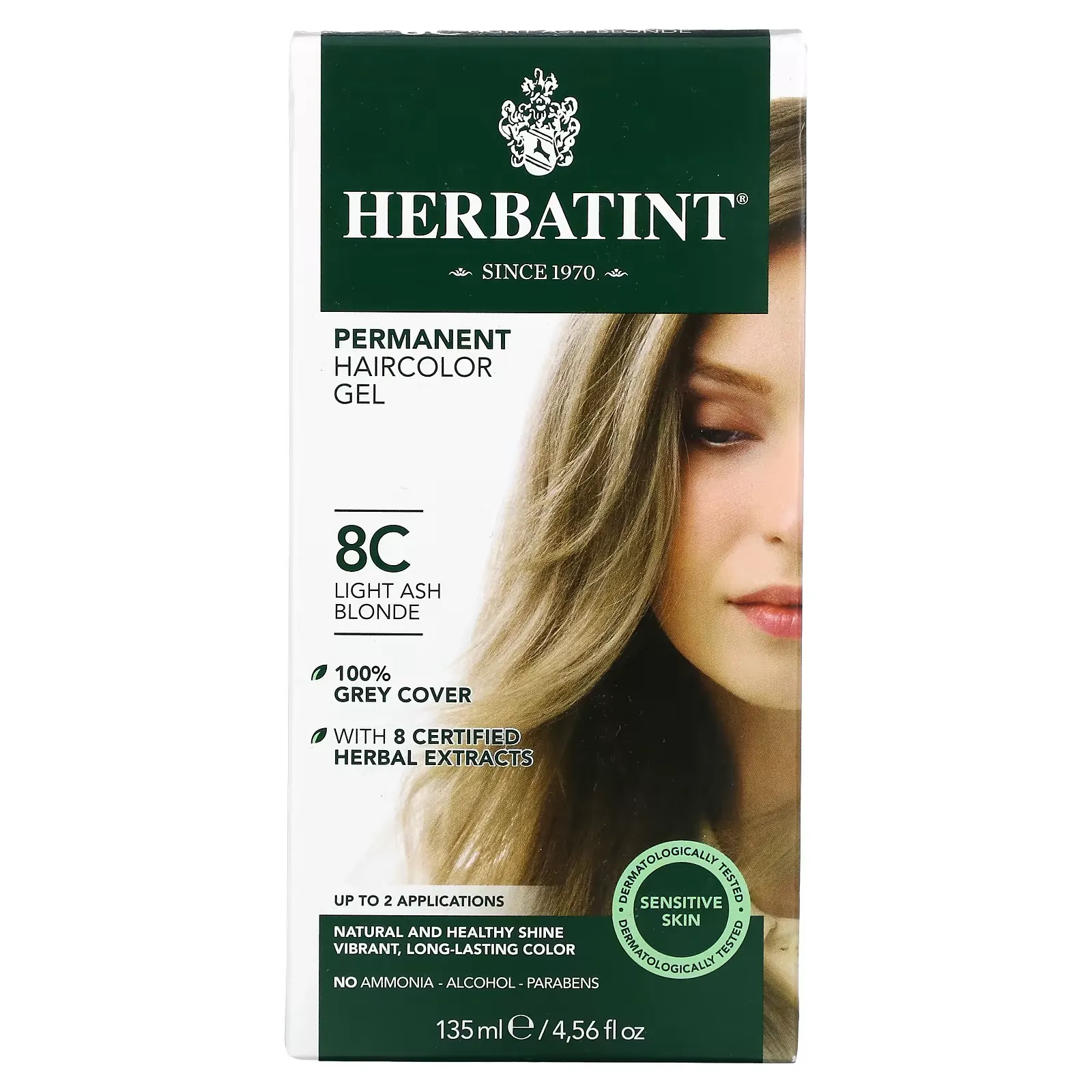 Permanent Haircolor Gel, 8C, Light Ash Blonde, 4.56 fl oz (135 ml)