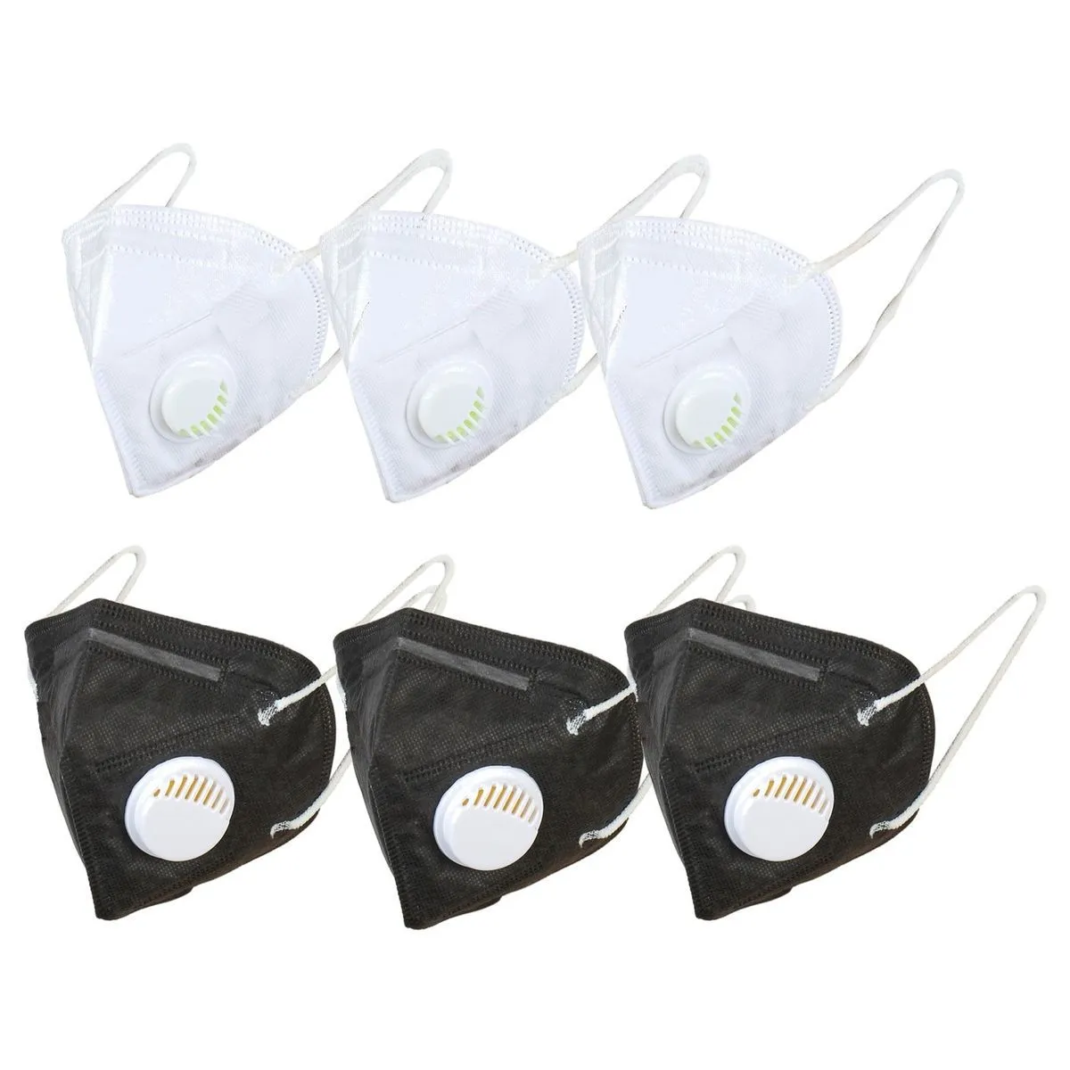 OOMPH Pack Of 6 Kn95/n95 Anti-pollution Reusable 5 Layer Mask Color: White Black