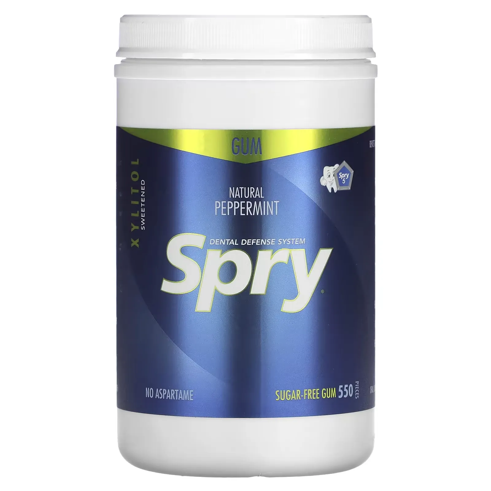 Spry, Chewing Gum, Natural Peppermint, Sugar Free, 550 Pieces (660 g)