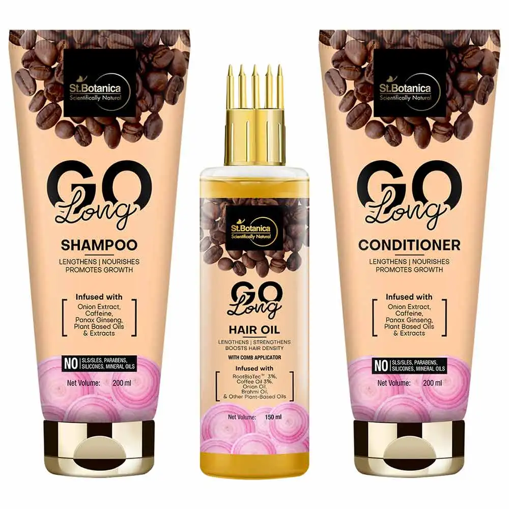 St.Botanica GO Long Hair Conditioner + Shampoo + Hair Oil,  3 Piece(s)/Pack  Hair Growth