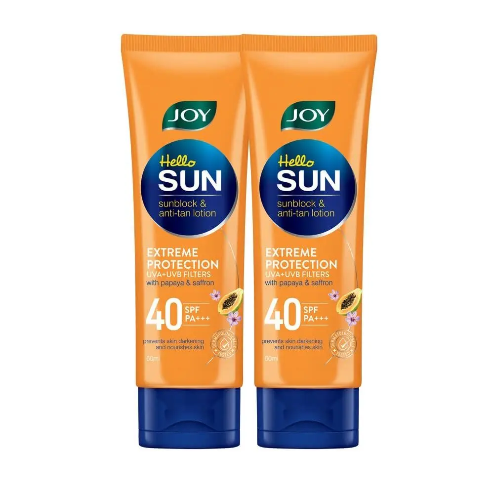 Joy Hello Sun SunBlock & Anti Tan Lotion Sunscreen SPF 40 PA+++ (2X60ml)