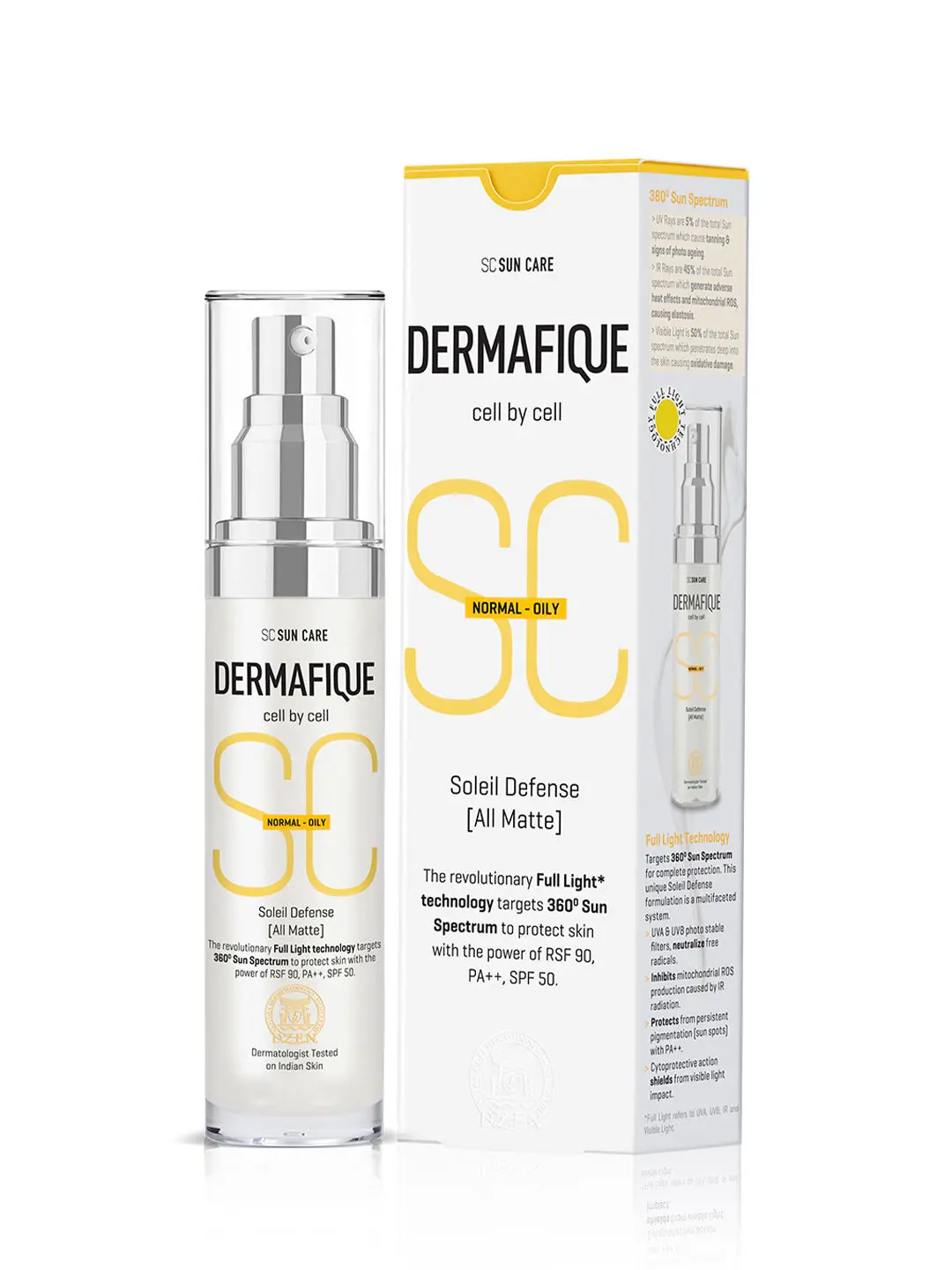 Dermafique Soleil Defense All Matte Sunscreen, SPF 50 for Normal To Oily Skin, Dermatologist Tested, Non-sticky Cream (30 g)