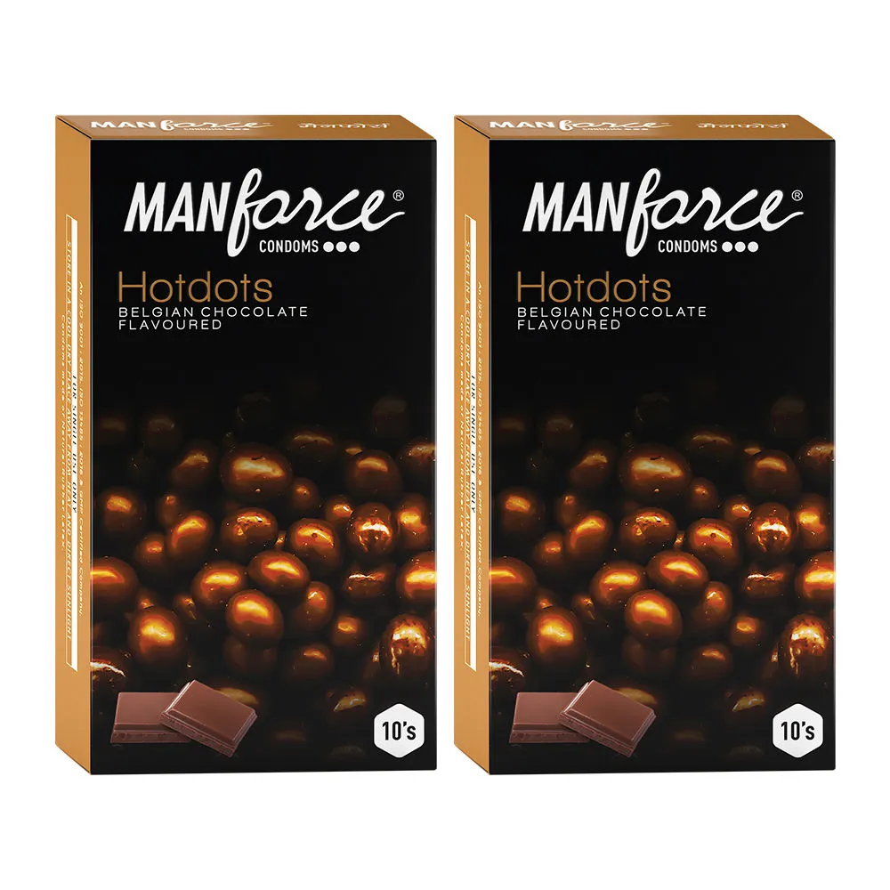 Manforce Hotdots Condoms - Belgian Chocolate Flavoured (Pack Of 2)