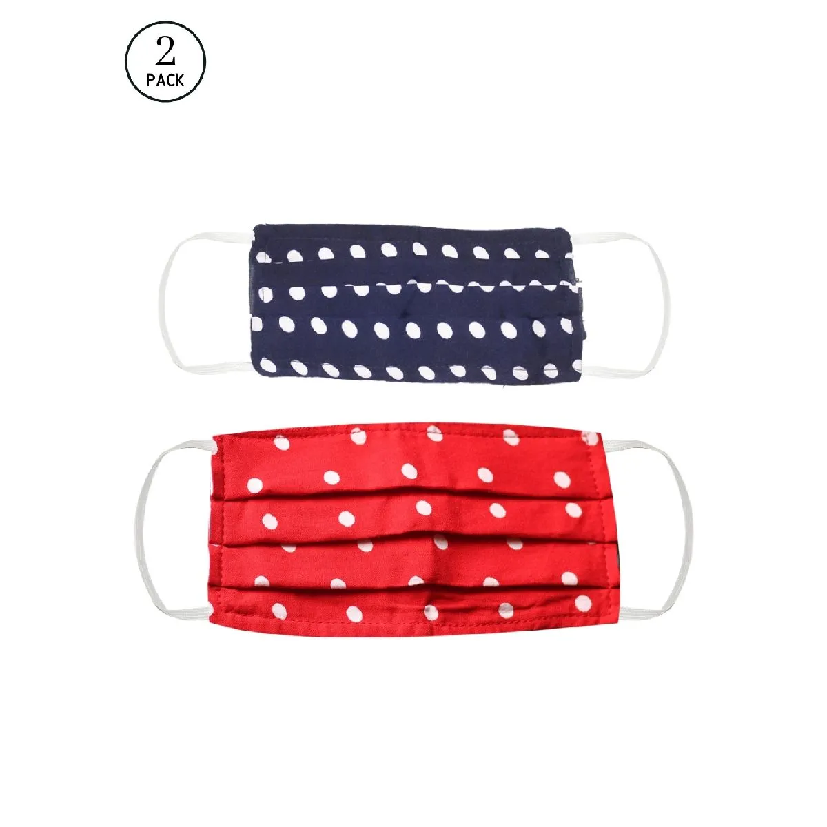 Bellofox 3-Ply Blue Blue & Red Polka Cotton Face Mask (Pack Of 2)