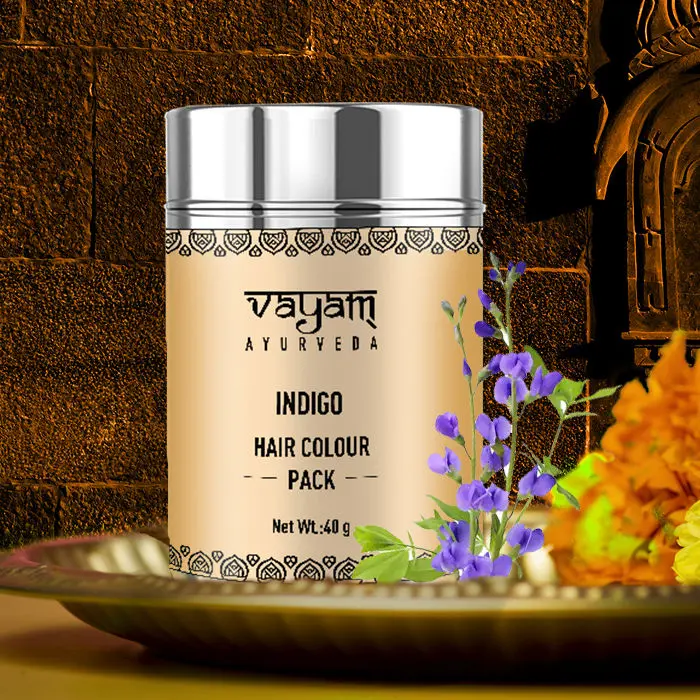 Vayam Ayurveda Hair Colour Pack - Indigo (40 g) | Ayurvedic | Natural | Herbal | Pure | Sulphate free | Paraben Free