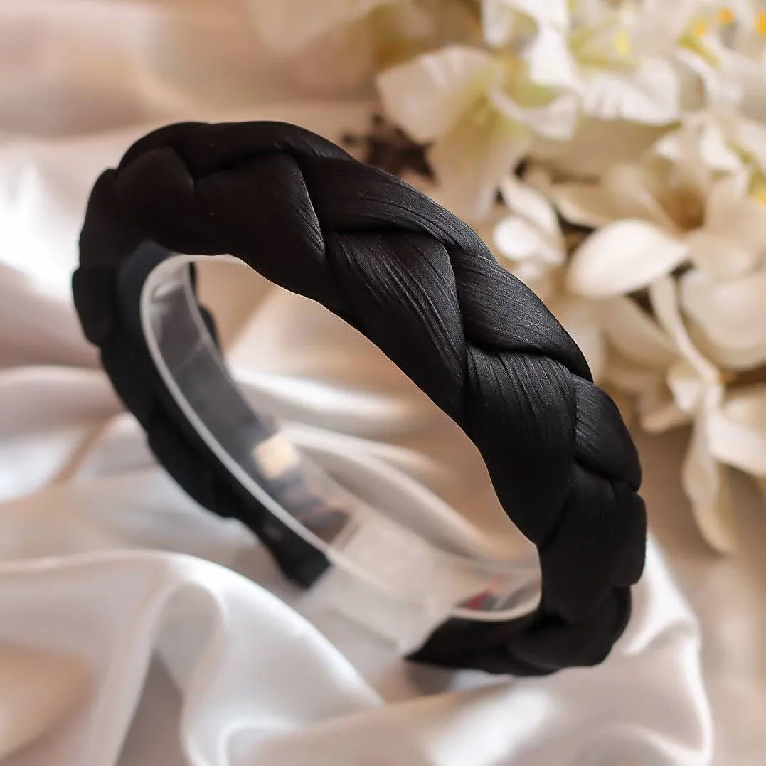 Bellofox Black Solid Braided Headband