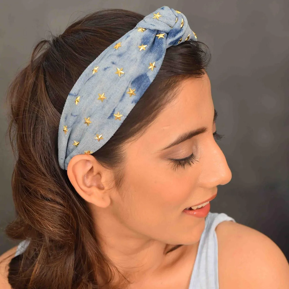 YoungWildFree Blue Star Denim Hair Band-Stylish Fancy Hairband For Women And Girls