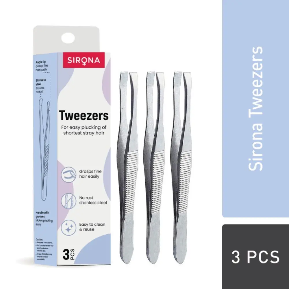 Sirona Reusable Square Tip Tweezers for Women for Safe and Precise Application with Non-Slip Grip