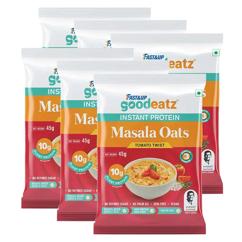 Fast & Up Instant Protein Masala Oats,  45 g  Tomato Twist (Pack of 6)