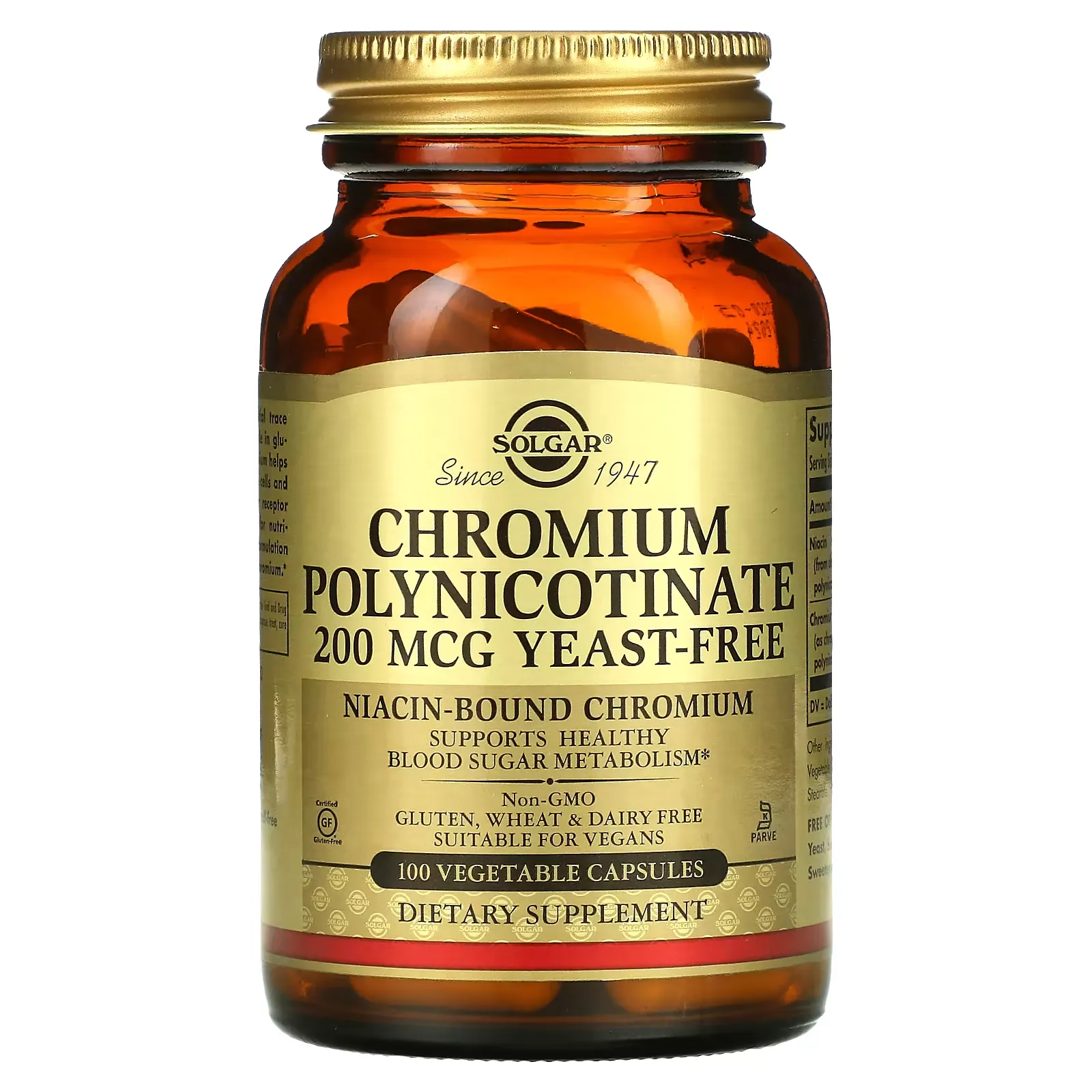 Chromium Polynicotinate, 200 mcg, 100 Vegetable Capsules