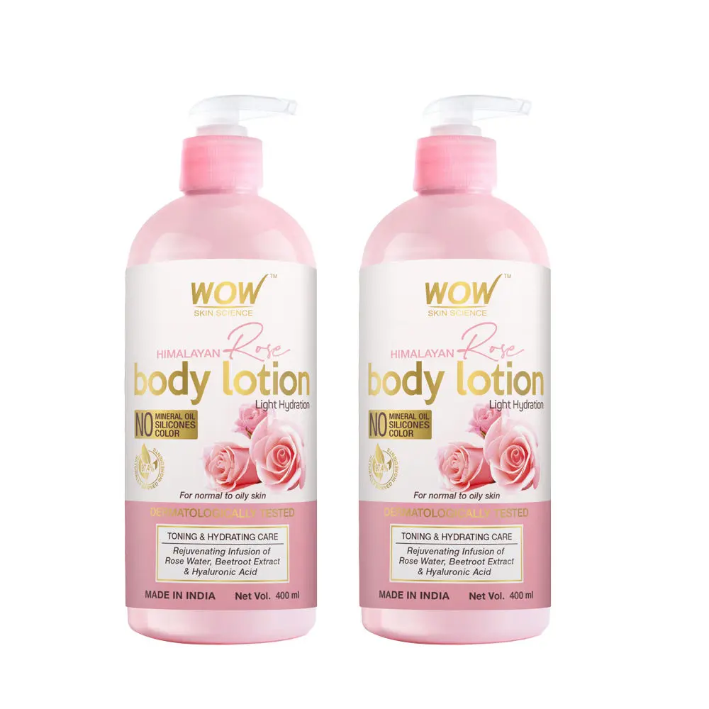 WOW Skin Science Himalayan Rose Body Lotion For Light Hydration - Normal To Oily Skin - with Rose Water, Beetroot Extract - 400mL (Pack of 2)