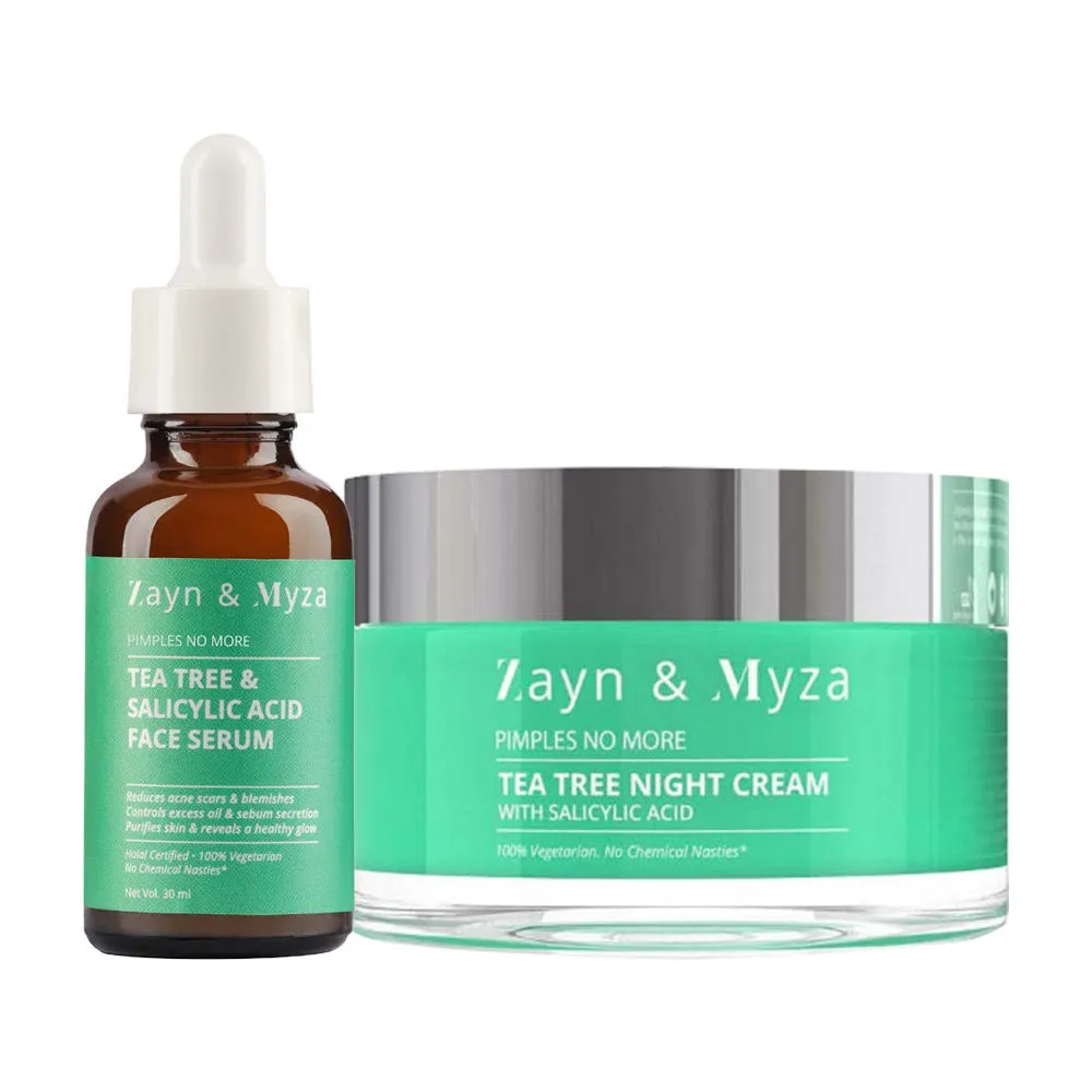 ZM Zayn & Myza Anti-Blemish Combo For Men & Women - Tea Tree & Salicylic Acid Serum + Night Cream