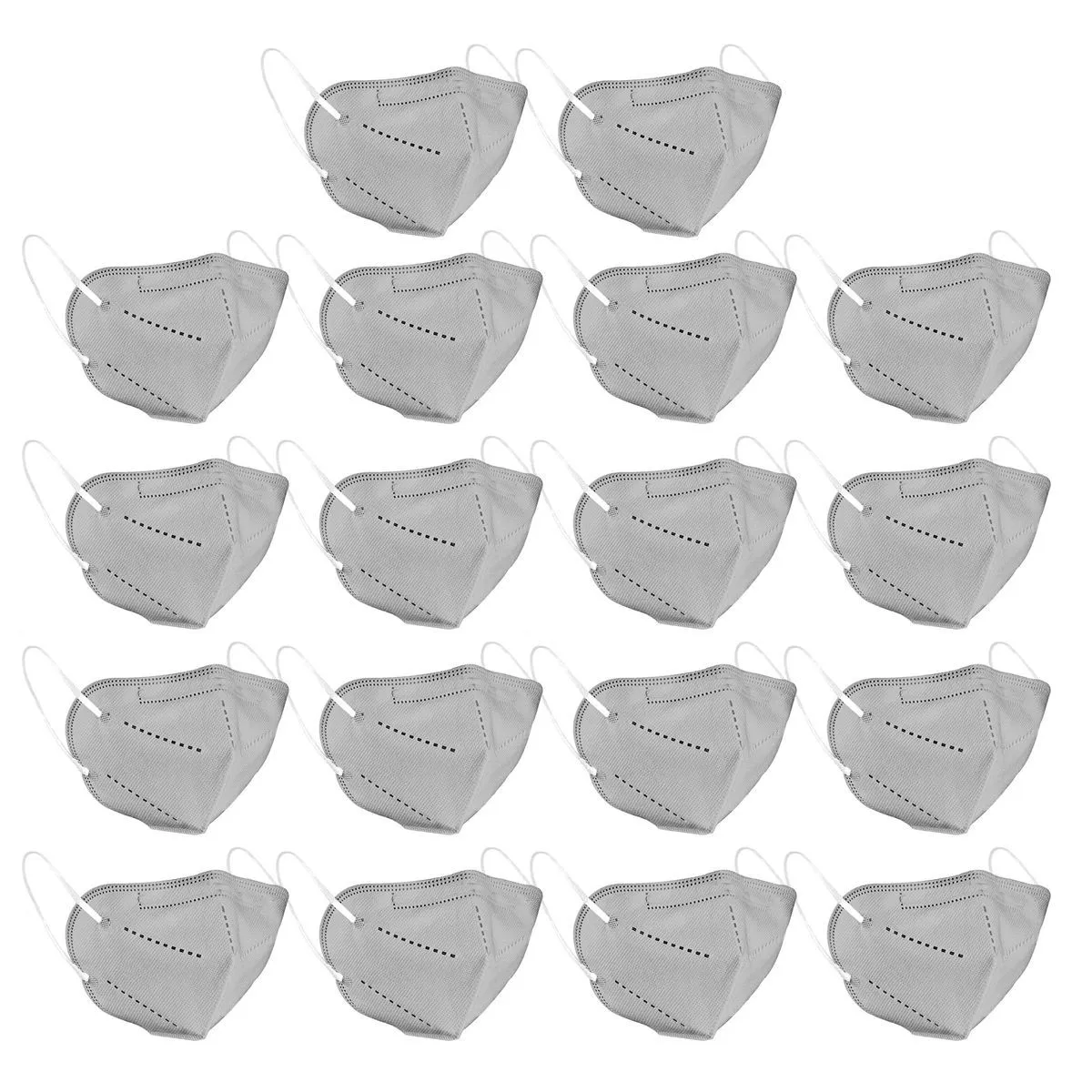 OOMPH Pack Of 18 Kn95/n95 Anti-pollution Reusable 5-layer Mask (grey )