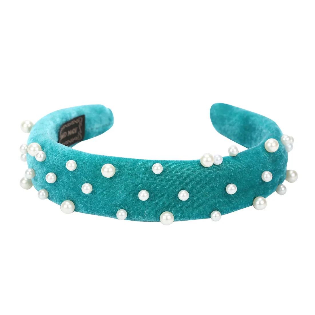 YouBella Hair Jewellery Velvet Fabric Pearl Light Blue Head Band (YBHAIR_41329)