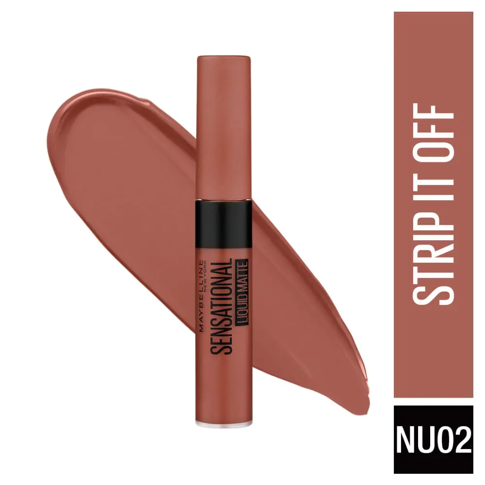 Maybelline New York Sensational Liquid Matte Lipstick NU02 Strip It Off (7 ml)