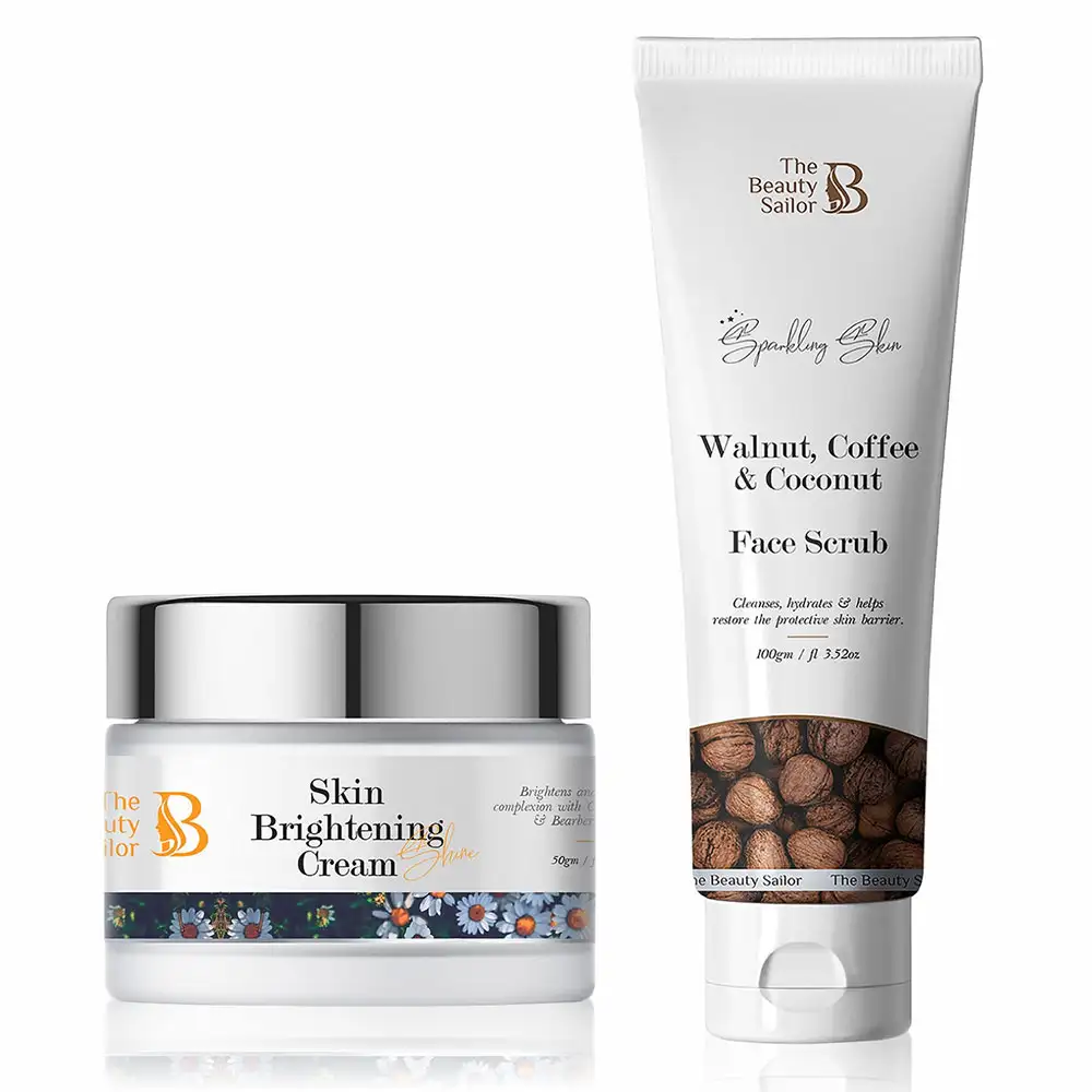 The Beauty Sailor Skin Brightening Cream 50 g & Walnut, Coffee & Coffee Face Scrub Combo,  100 g  for All Skin Type