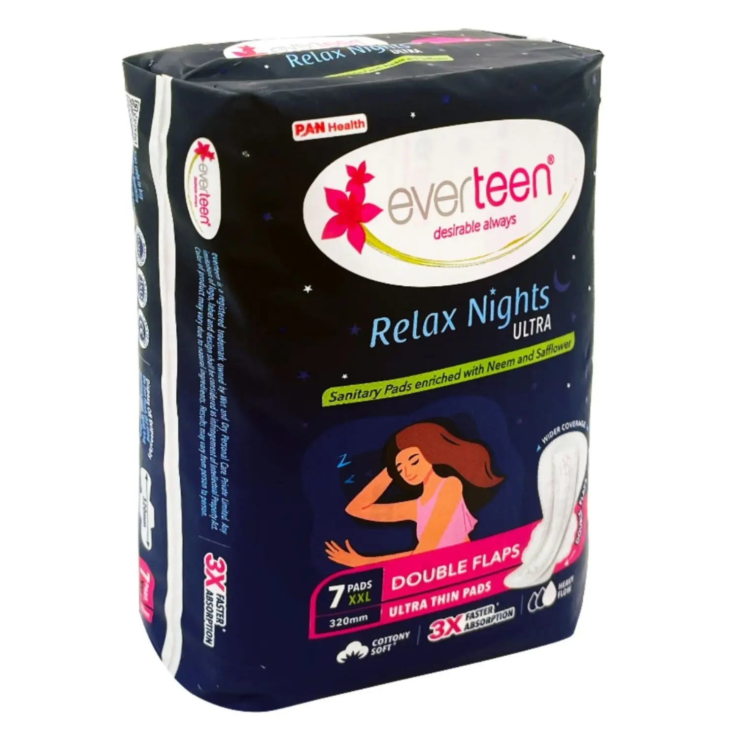 everteen XXL Relax Nights Ultra Thin 7 Sanitary Pads with Neem and Safflower