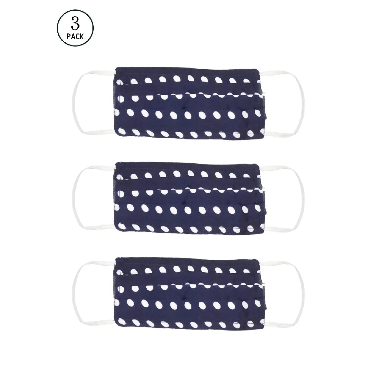 Bellofox 3-Ply Blue Blue Polka Dot Cotton Face Mask (Pack Of 3)