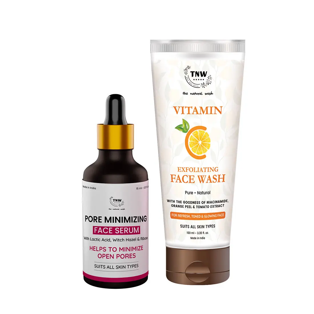 Combo of 2- Vitamin C Exfoliating Face Wash 100ml & Pore Minimizing Face Serum 15ml