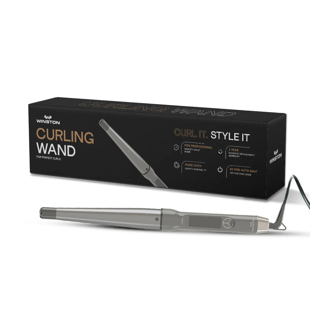 Winston 19-32mm Hair Curling Wand Professional Women Curler LED Temperature Control Auto Shut Off