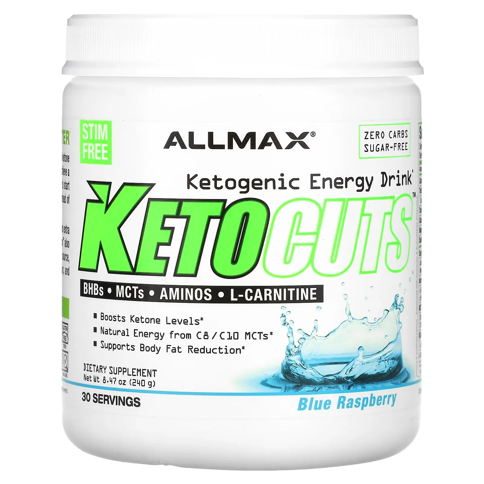 KetoCuts, Ketogenic Energy Drink, Blue Raspberry, 8.47 oz (240 g)