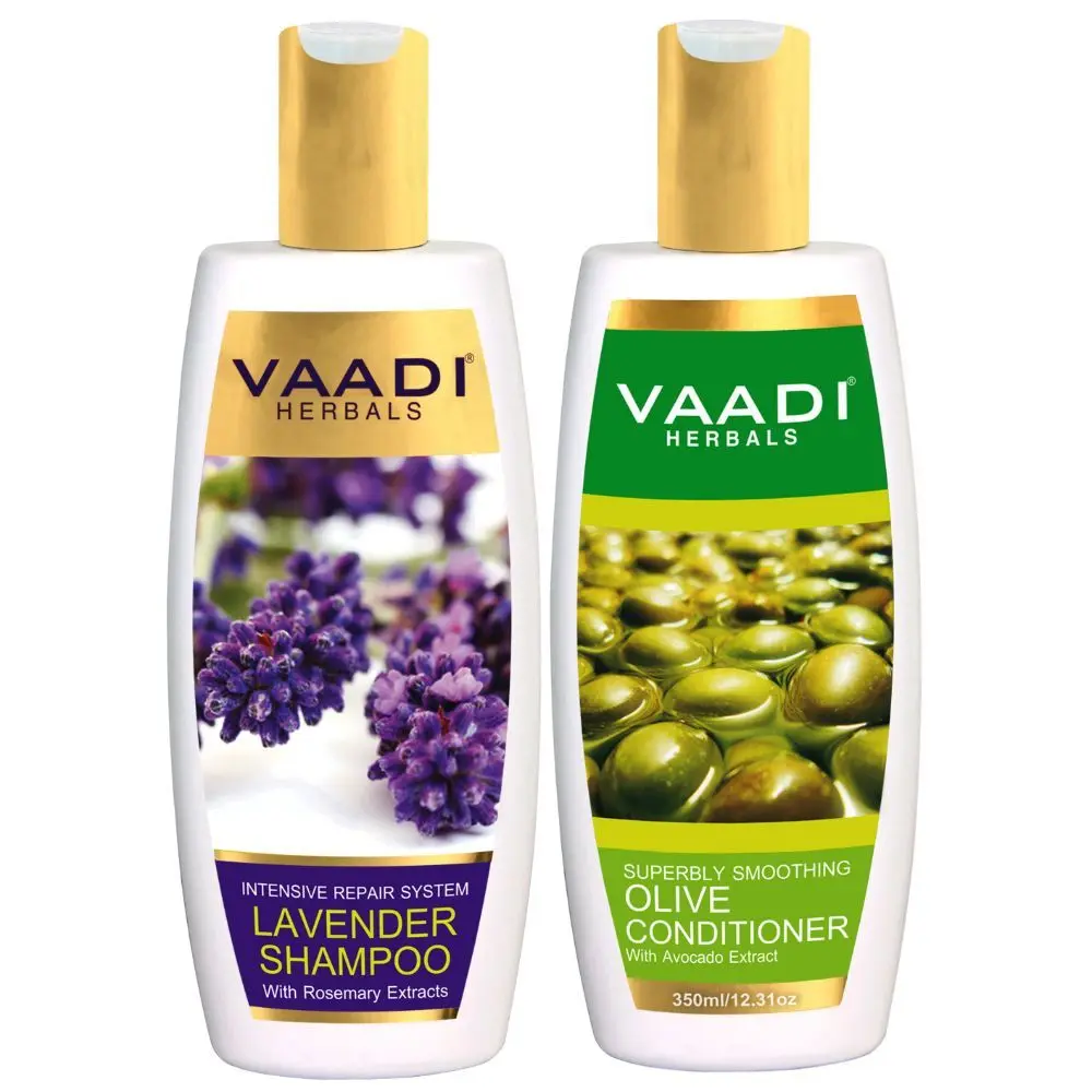 Vaadi Herbals Lavender Shampoo with Olive Conditioner (350 ml x 2)