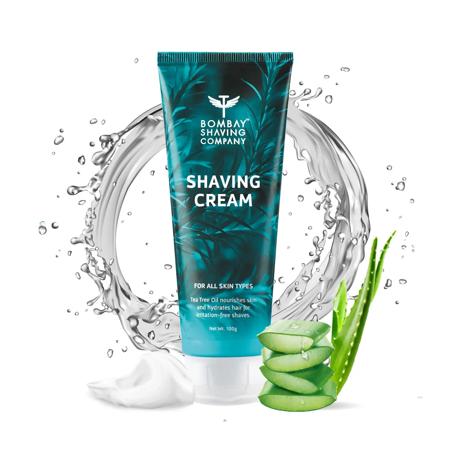 Bombay Shaving Company Shaving Cream, 100g |Tea Tree oil, Aloe Vera and Menthol Extracts | Made in India