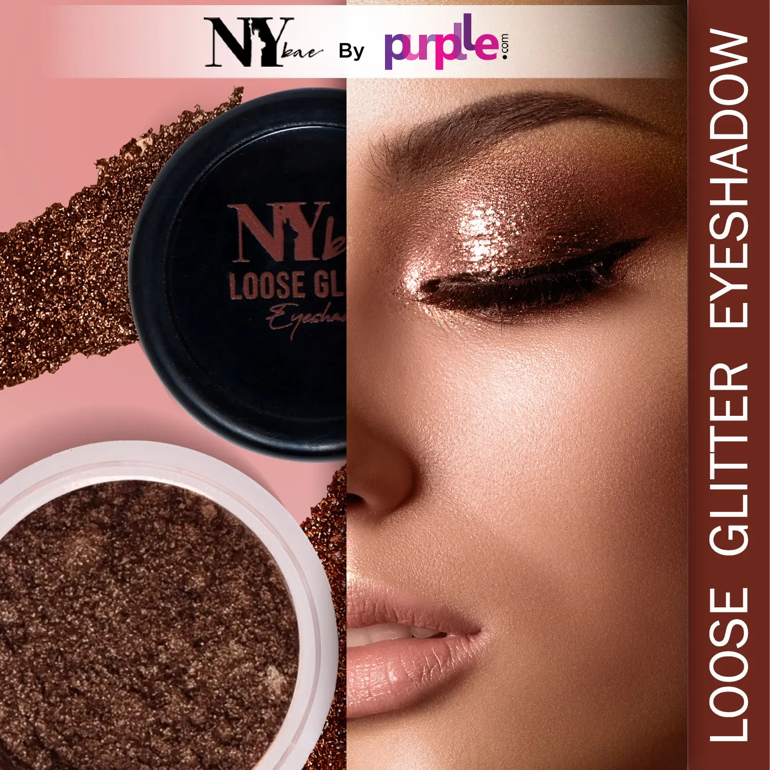 NY Bae Loose Glitter Eyeshadow - Copper Brown 15 (2 g) |Loaded With Oils & Fruit Extract | Rich Colour | Long lasting | Easy To Use | Cruelty Free