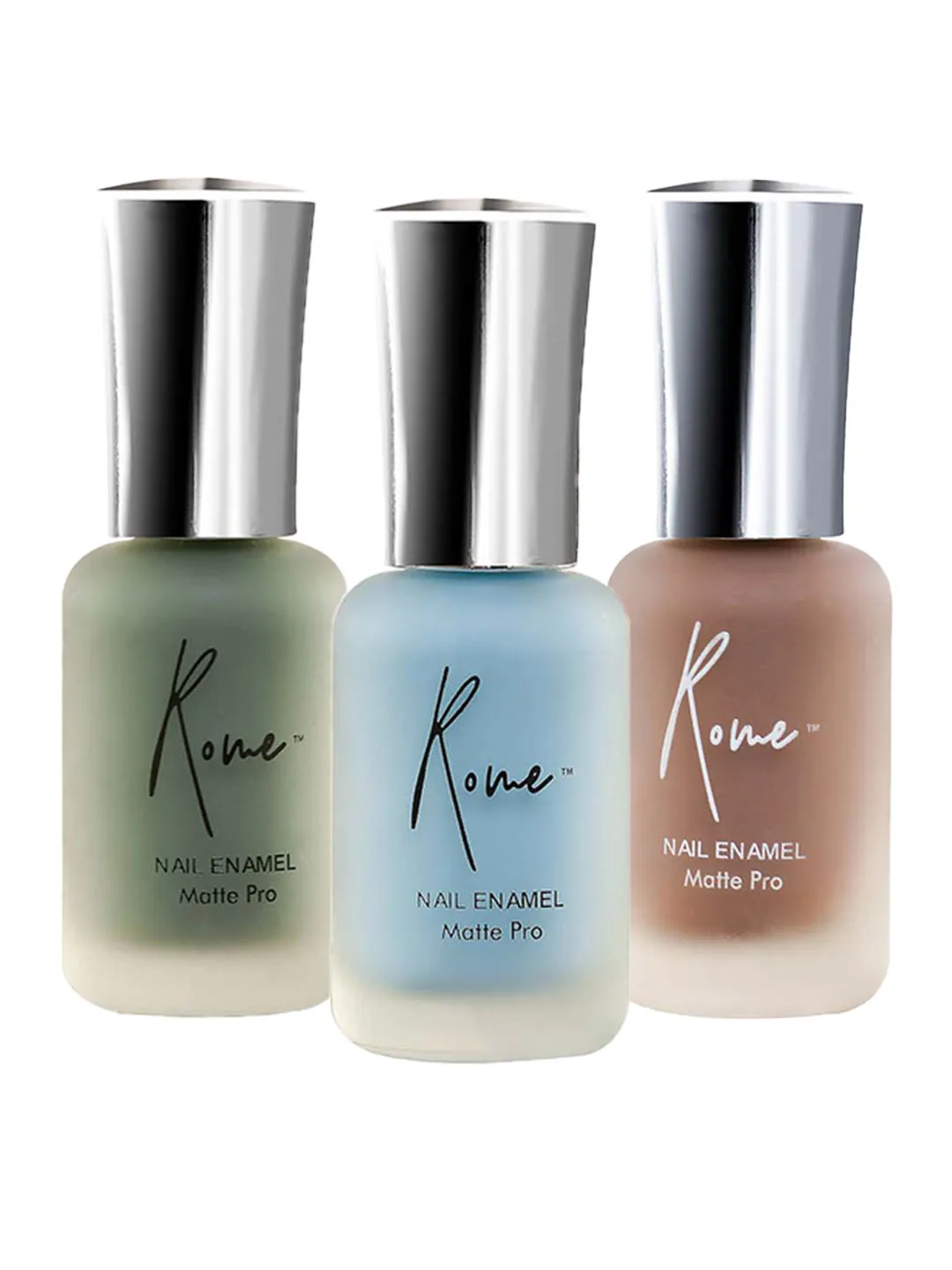 Rome Matte Pro Nail Enamel Set Of 3 (Walnut Matte+ Sage Matte+ Mint Blue Matte)