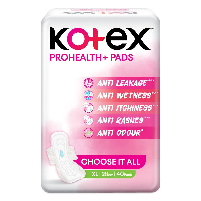 Kotex Prohealth+ Sanitary Pads For Women - Xl 40 Ultra-Thin Pads