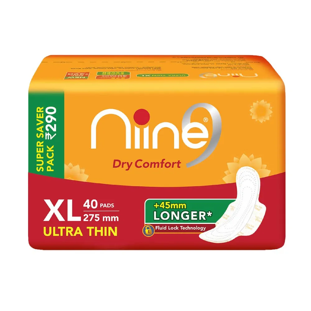 Niine Dry Comfort XL Ultra Thin Sanitary Napkins - (275mm + 45mm)