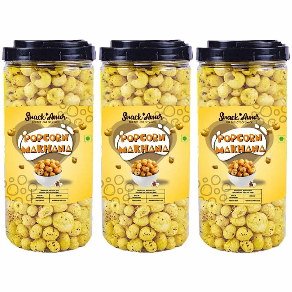 SnackAmor Popcorn Makhana,  Unflavoured (Pack of 3)  125 g