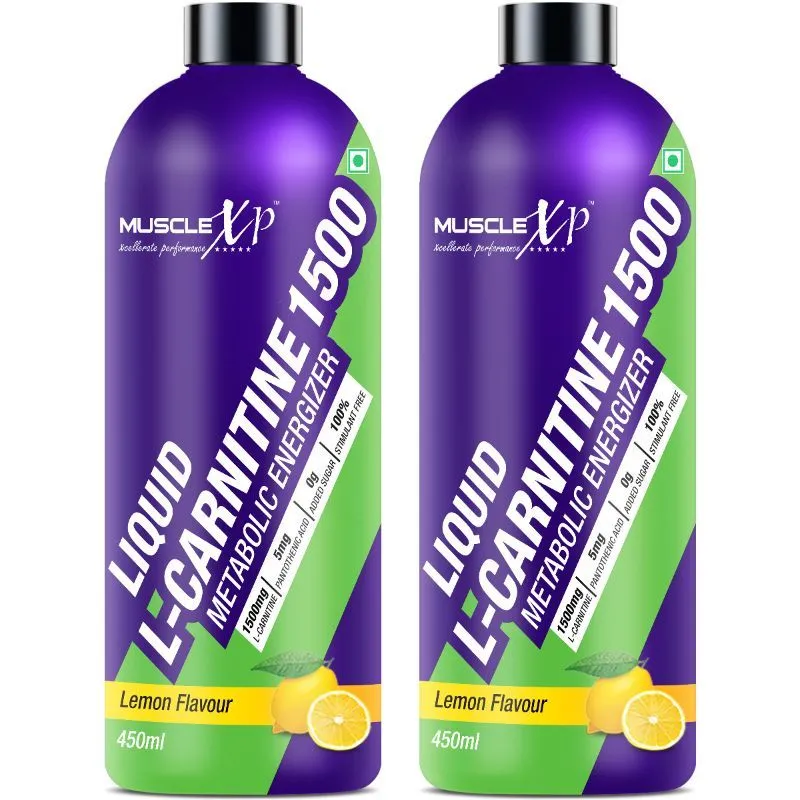 MuscleXP Liquid L-Carnitine 1500 Metabolic Energizer - Lemon Flavour - Pack Of 2