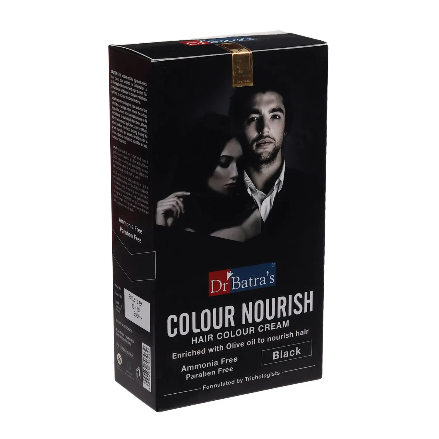 Dr Batra's Colour Nourish Hair Ammonia, Paraben Free Colour Cream Enriched With Olive Oil to Nourish Hair Black - 120 gm