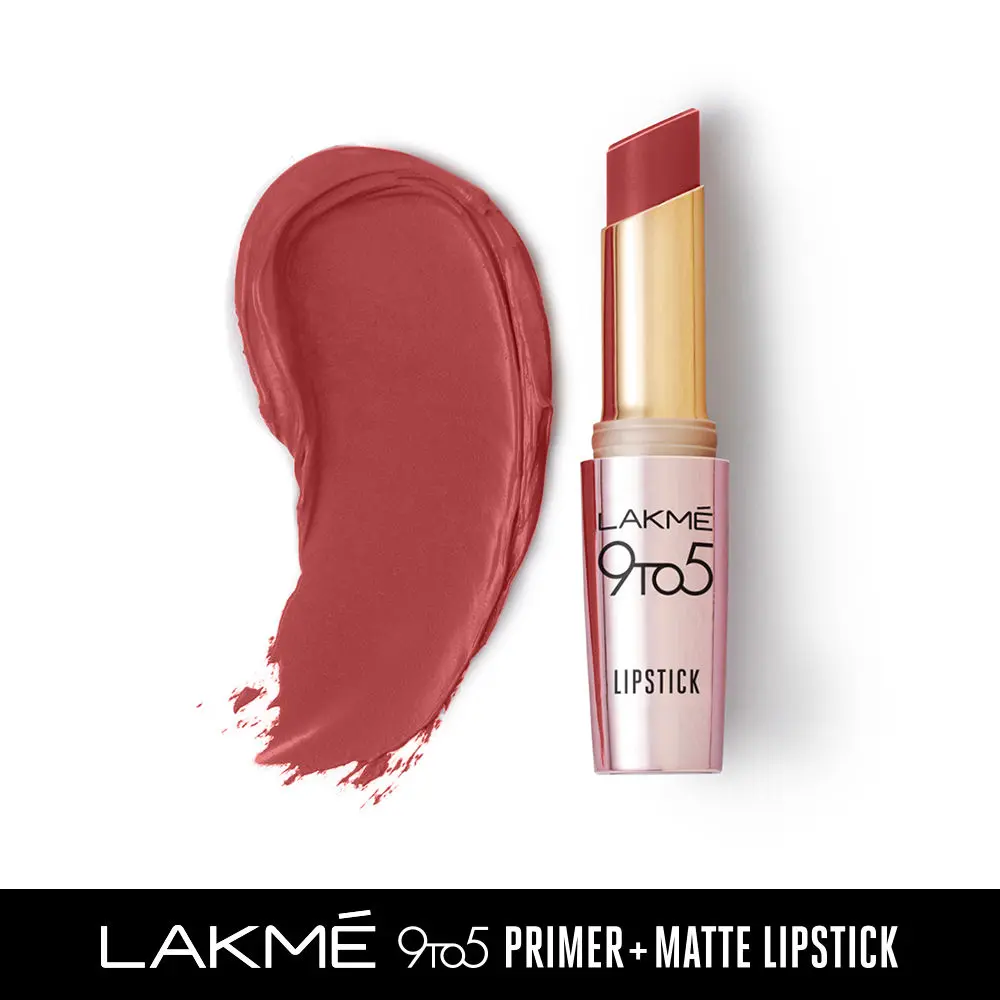 Lakme 9TO5 Primer + Matte Lip Color MR4 Roseatte Red (3.6 g)