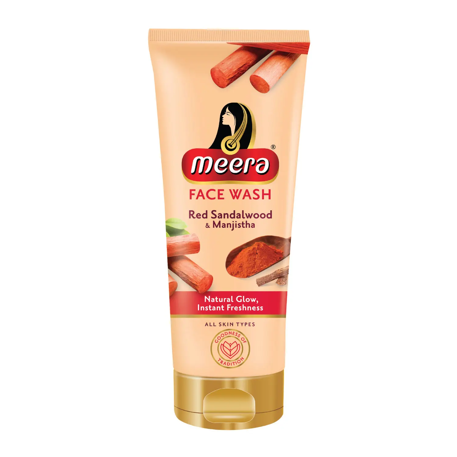 Meera Red Sandalwood & Manjistha Face Wash, For Natural Glow & Instant Freshness, All Skin Types, 100g