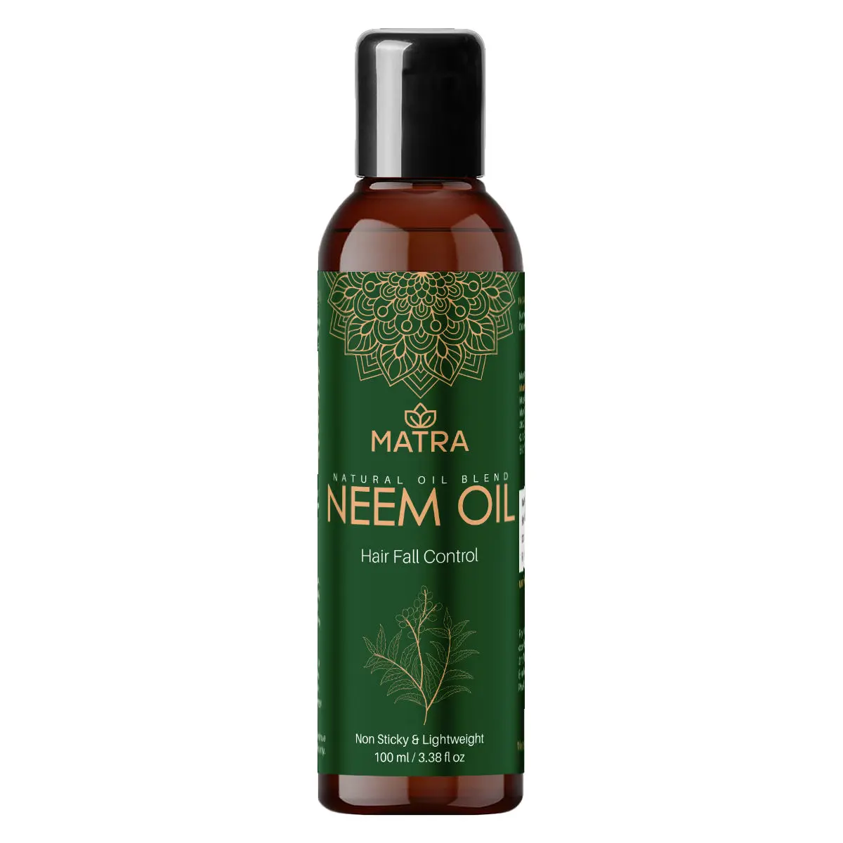 Matra Neem Hair Oil for Hair Growth & Volume | Ayurvedic Neem Hair Oil for Hair Fall & Anti-dandruff with Castor Oil, Coconut Oil, Olive Oil & Jojoba Oil | Lightweight, Non sticky Hair Oil