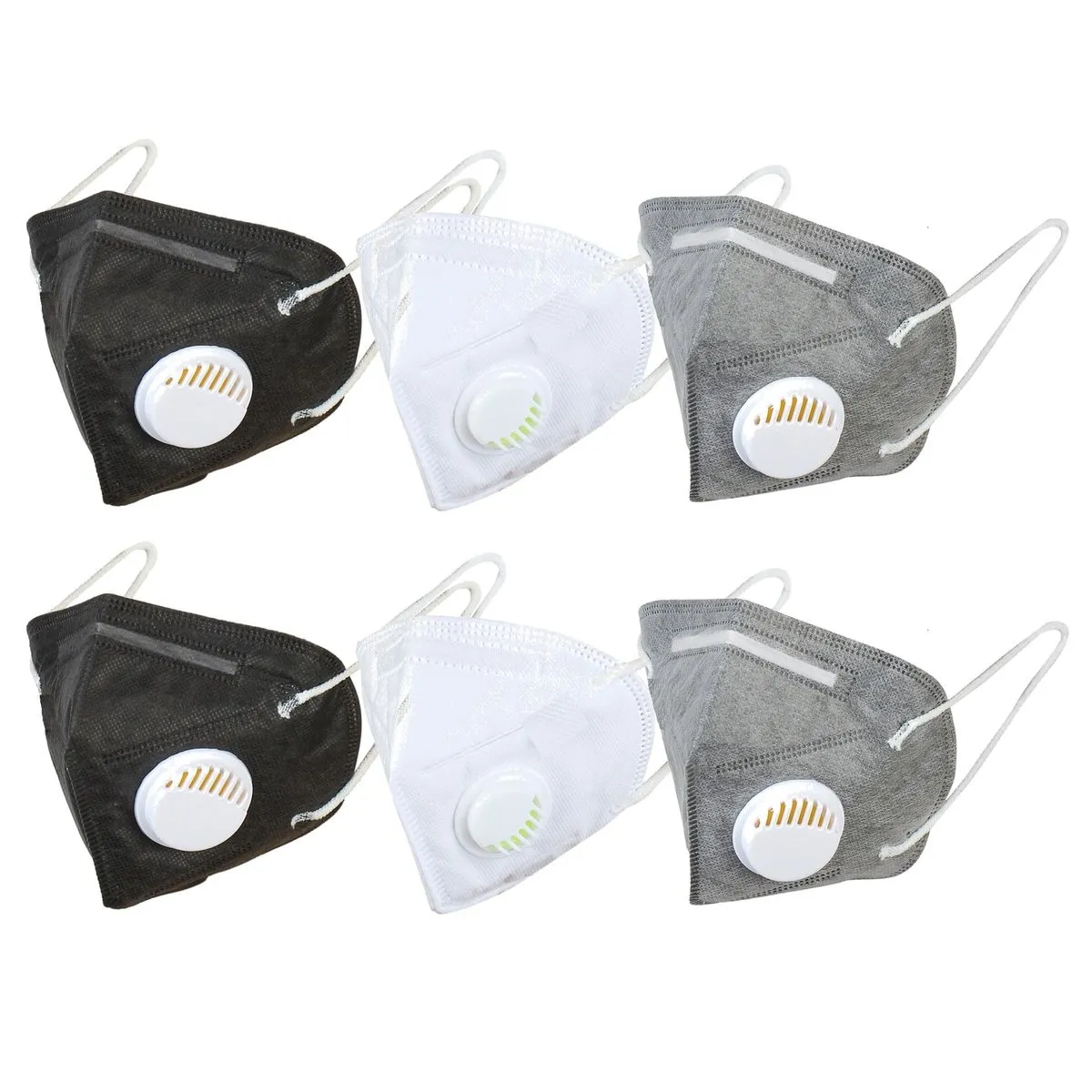 OOMPH Pack Of 6 Kn95/n95 Anti-pollution Reusable 5 Layer Mask Color: White Grey Black