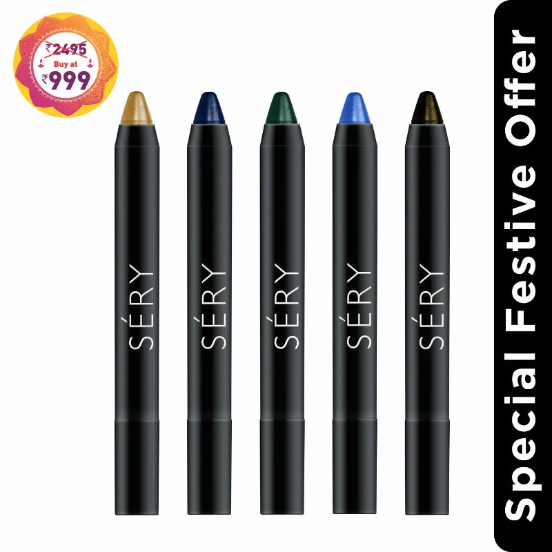 SERY Focus Eyeshadow Stick |smudge Proof, One Stroke Color Application Festive Pack Of 5