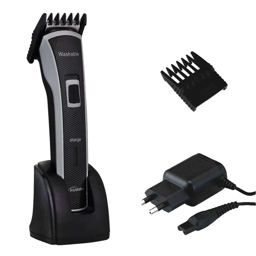 KUBRA KB-6166 Waterproof Rechargeable Charging Dock Hair Clipper For Men & Women (Black)