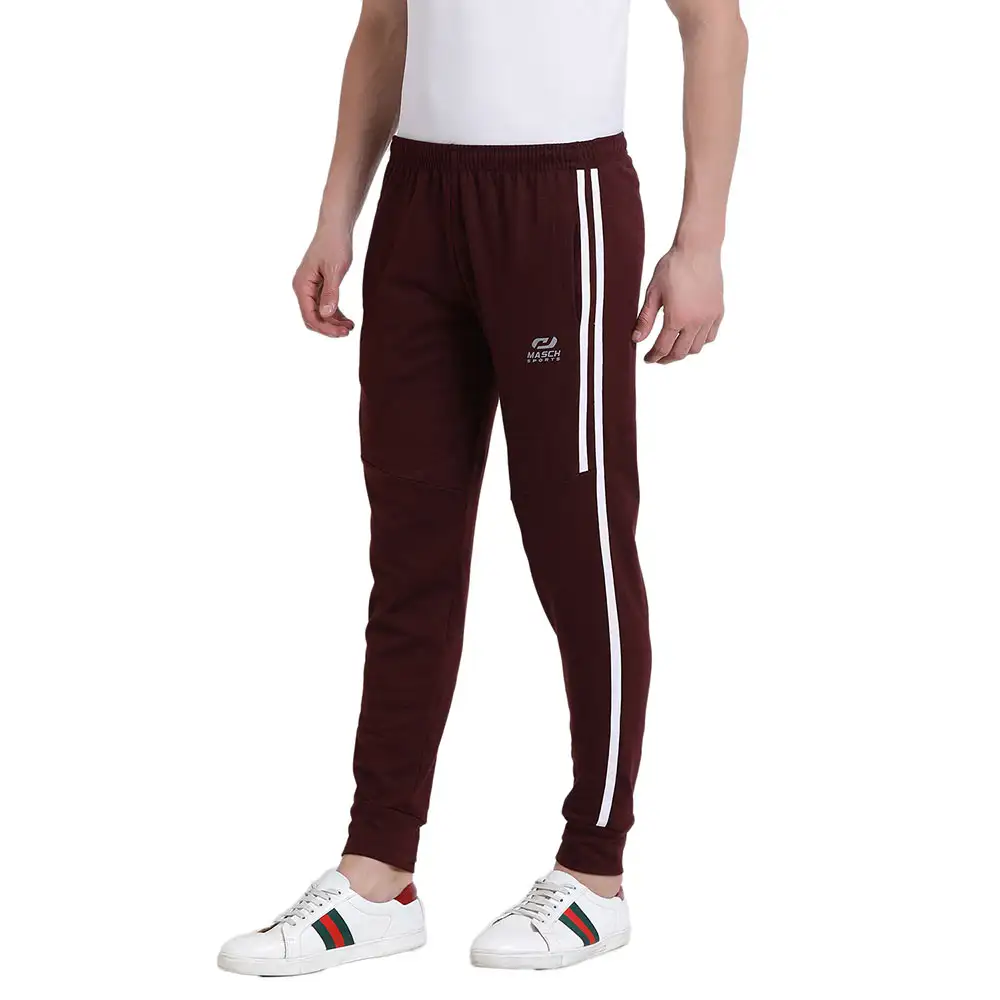 Masch Sports Mens Regular Fit Polyester Cotton Joggers (MSTP 1218 CS S2P1HLF CTNMRNW),  Maroon  Large