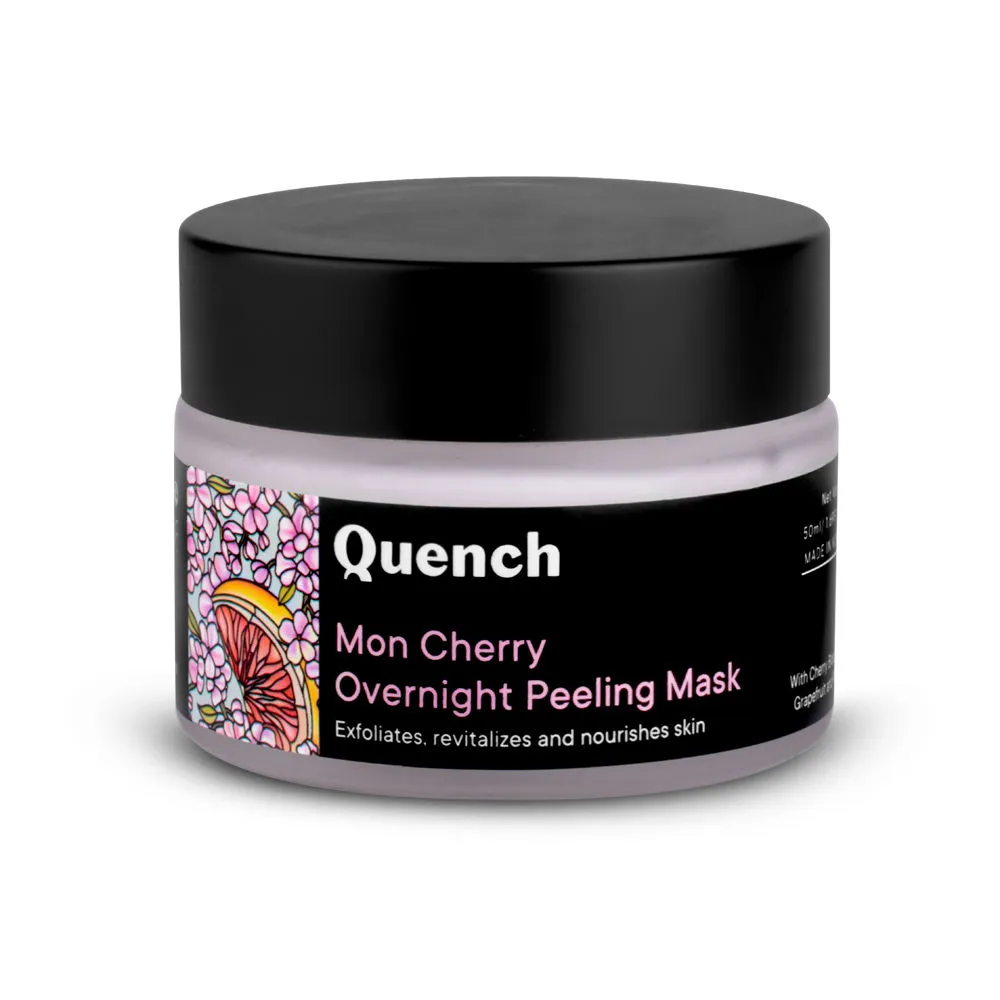 Quench Mon Cherry Overnight Peeling Mask, Revolutionary Night Cream With Pearl & Vitamin E