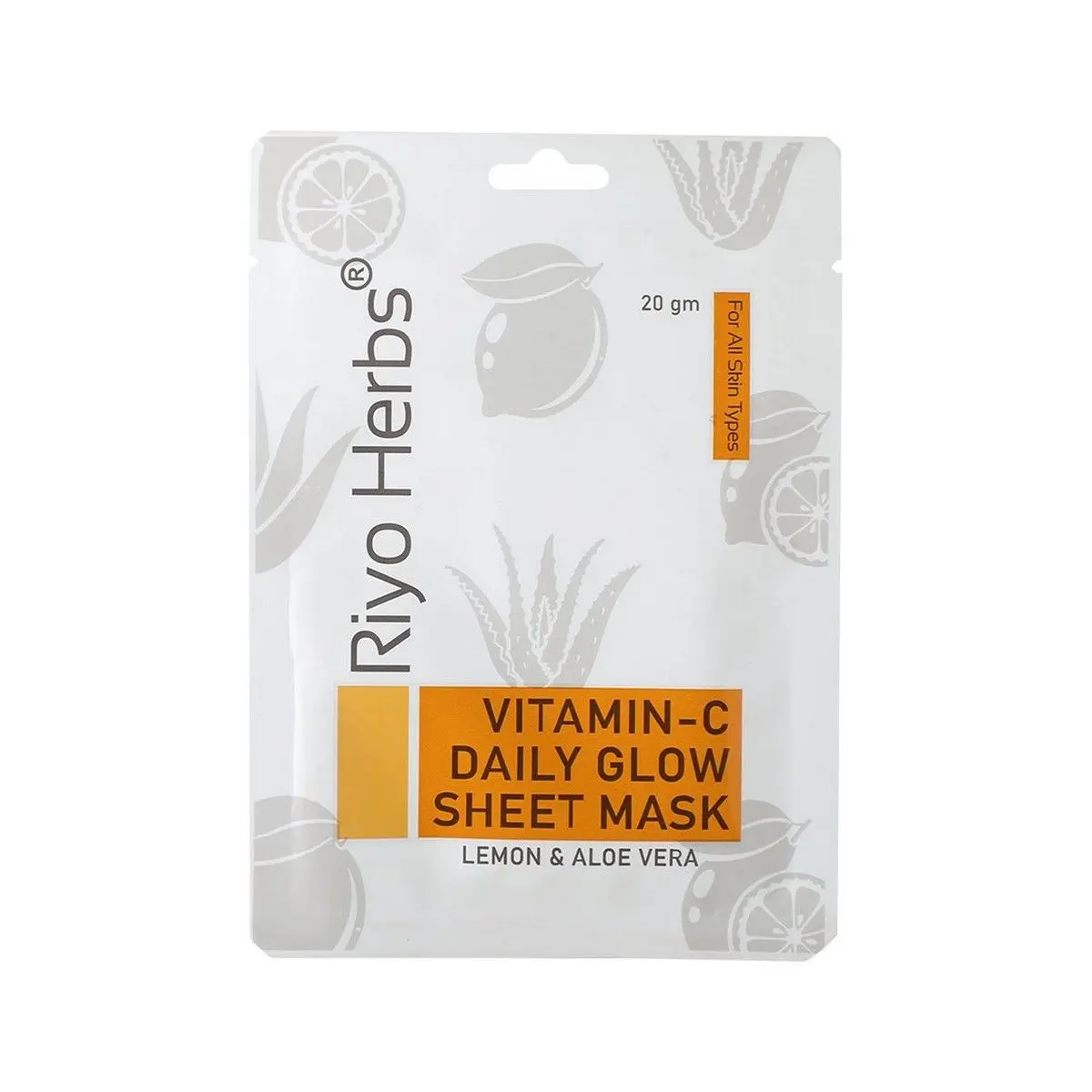 Riyo Herbs Vit-C Daily Glow Lemon & Aloe Vera Face Sheet Mask, 20gm