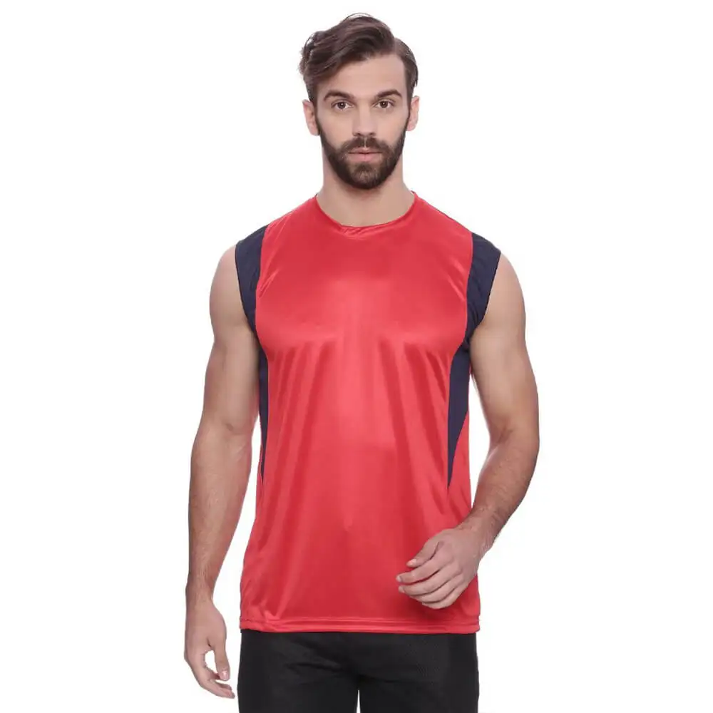 Campus Sutra Solid Men Round or Crew Sleeveless T Shirt,  Red  XL