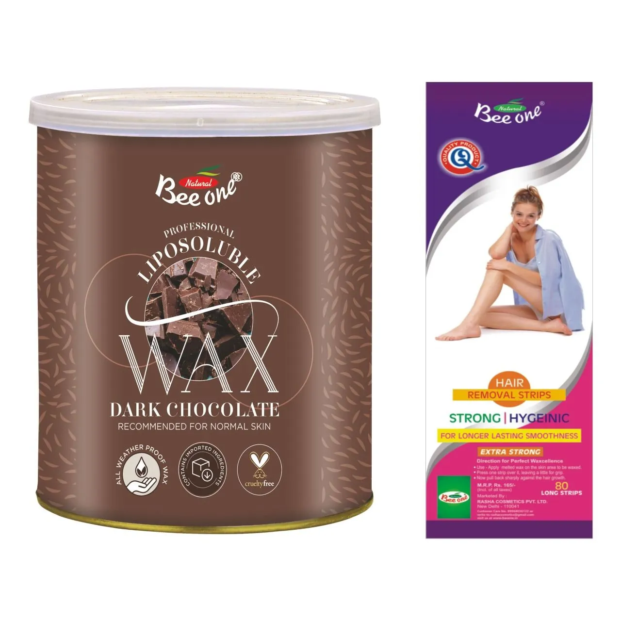 Beeone Waxing Combo - Dark Chocolate Liposoluble Wax + Disposable Strips