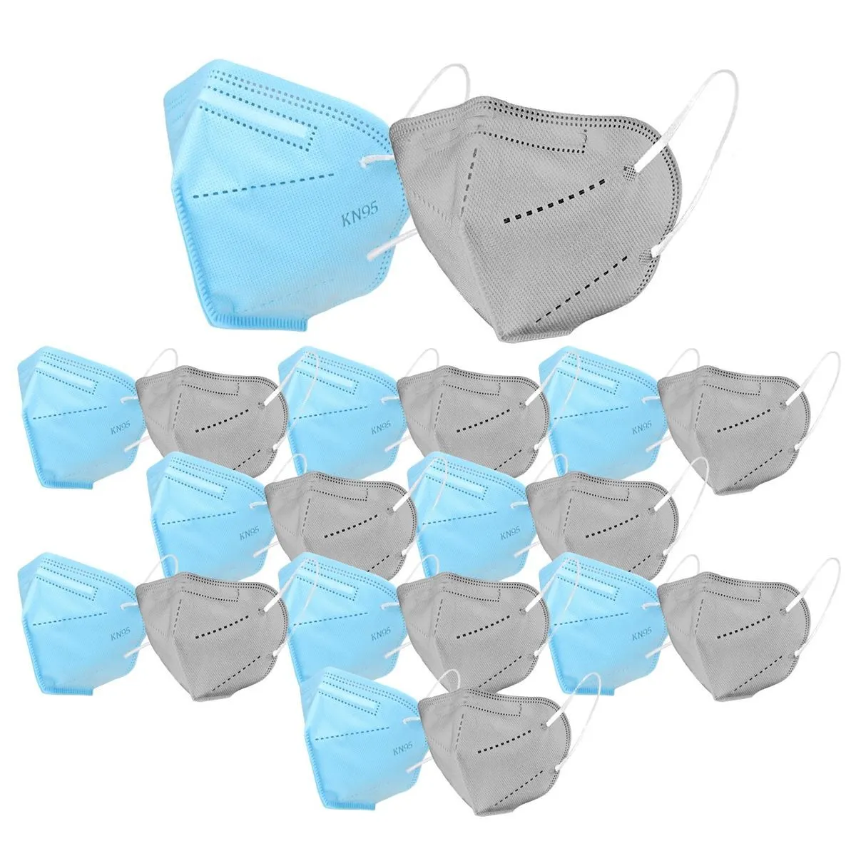 Fabula Pack Of 20 Anti-pollution Reusable 5-layer Mask Color: Blue,grey